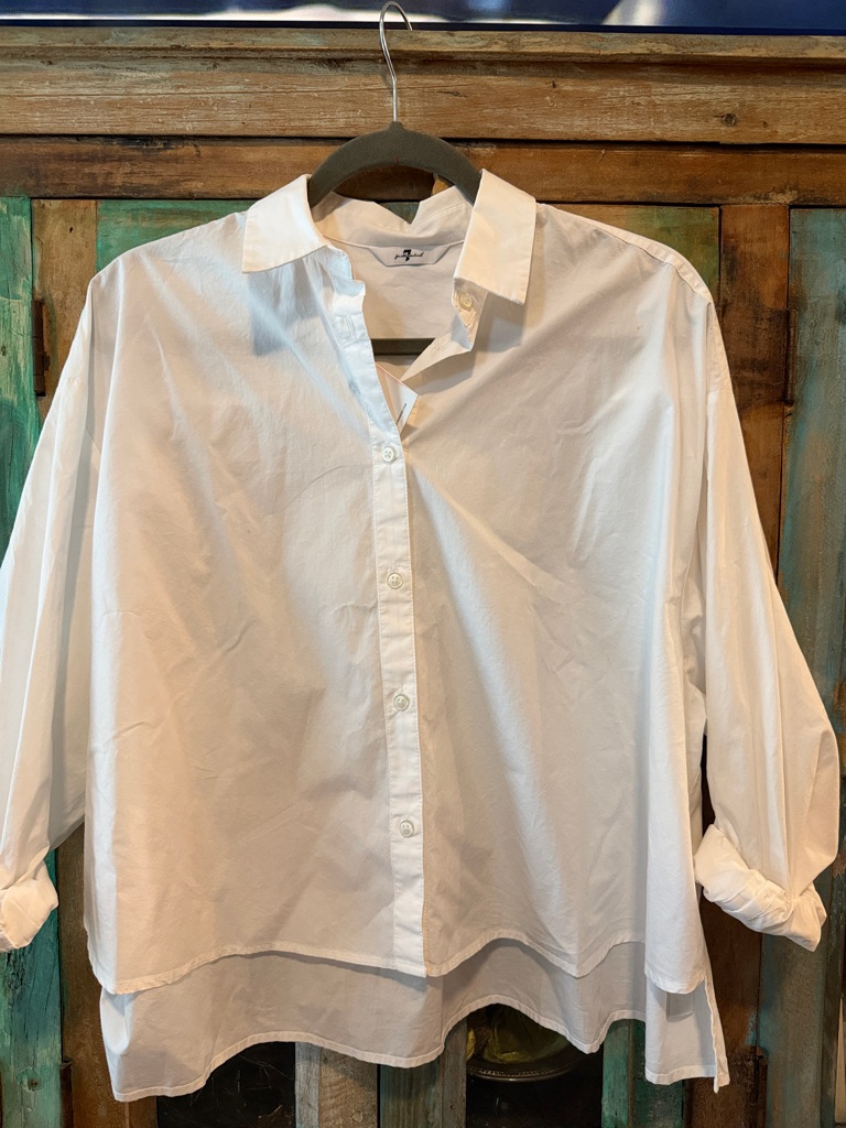 7 For All Mankind White Button-Down Shirt